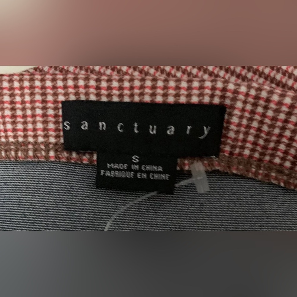 Sanctuary Skirt Red Brown Houndstooth Midi NWT - Picture 3 of 3